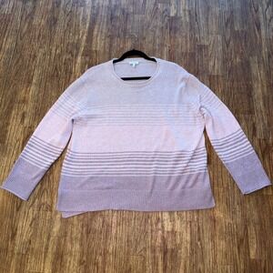 Ella Moss Knit Sweater Mauve Pink Ombre Striped Women's XL Lightweight Pullover